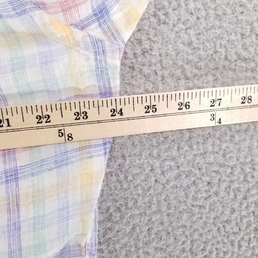 Peter Millar Shirt Mens Large White Colorful Plaid Crown Hammock Sport Linen